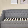 Image 4: 3ft Single Trundle Daybed with Tufted Fabric Finish in Grey