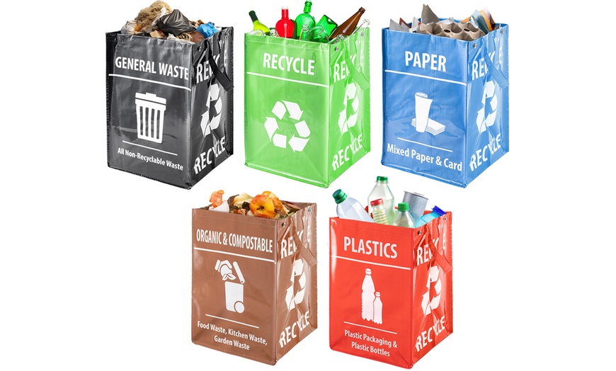 Image 1: Five Packs of Heavy-Duty Recycling Sorting Bags 