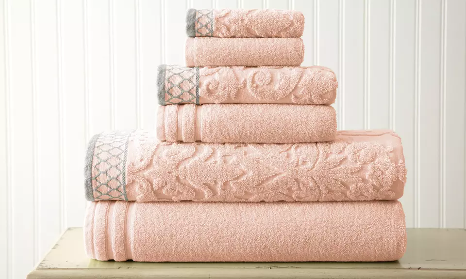 Damask Jacquard Towels with Decorative Border (6-Piece) - Primary Image