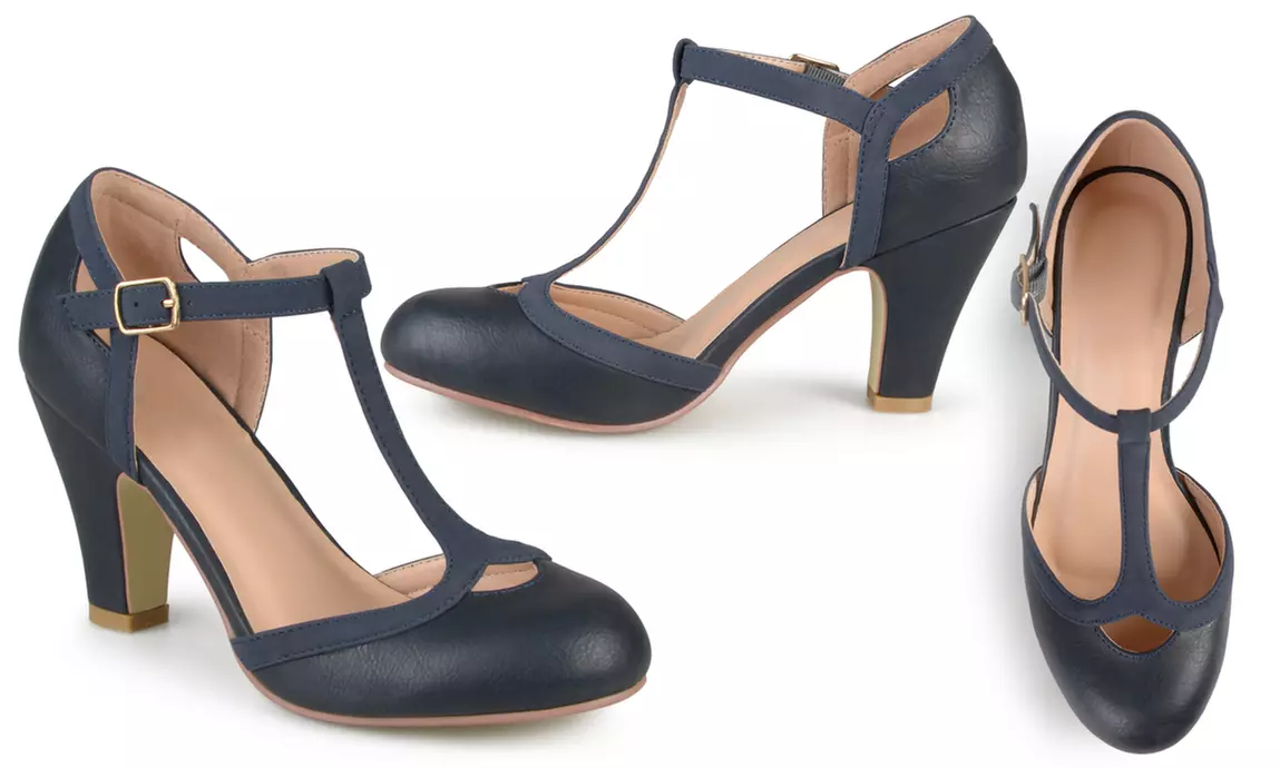 Journee Collection Women's Faux-Leather T-Strap Chunky-Heel Mary Jane Pumps - Image 5