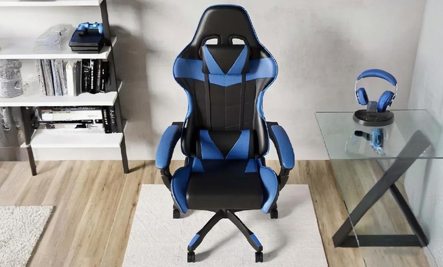 Image 5: Sedia da gaming ergonomica con poggiapiedi