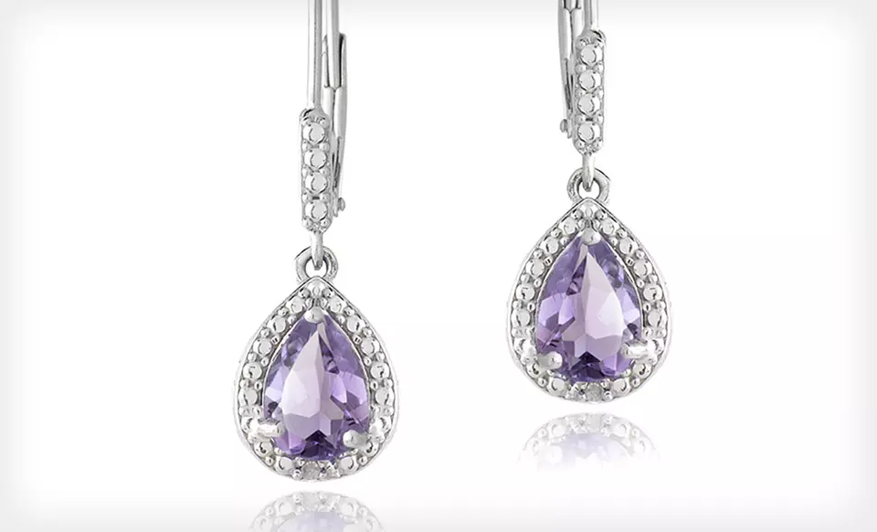 $15.99 for Diamond-and-Gem Earrings with Amethyst or Blue or White Topaz ($75 List Price). Free Shipping and Returns. - Second Medium