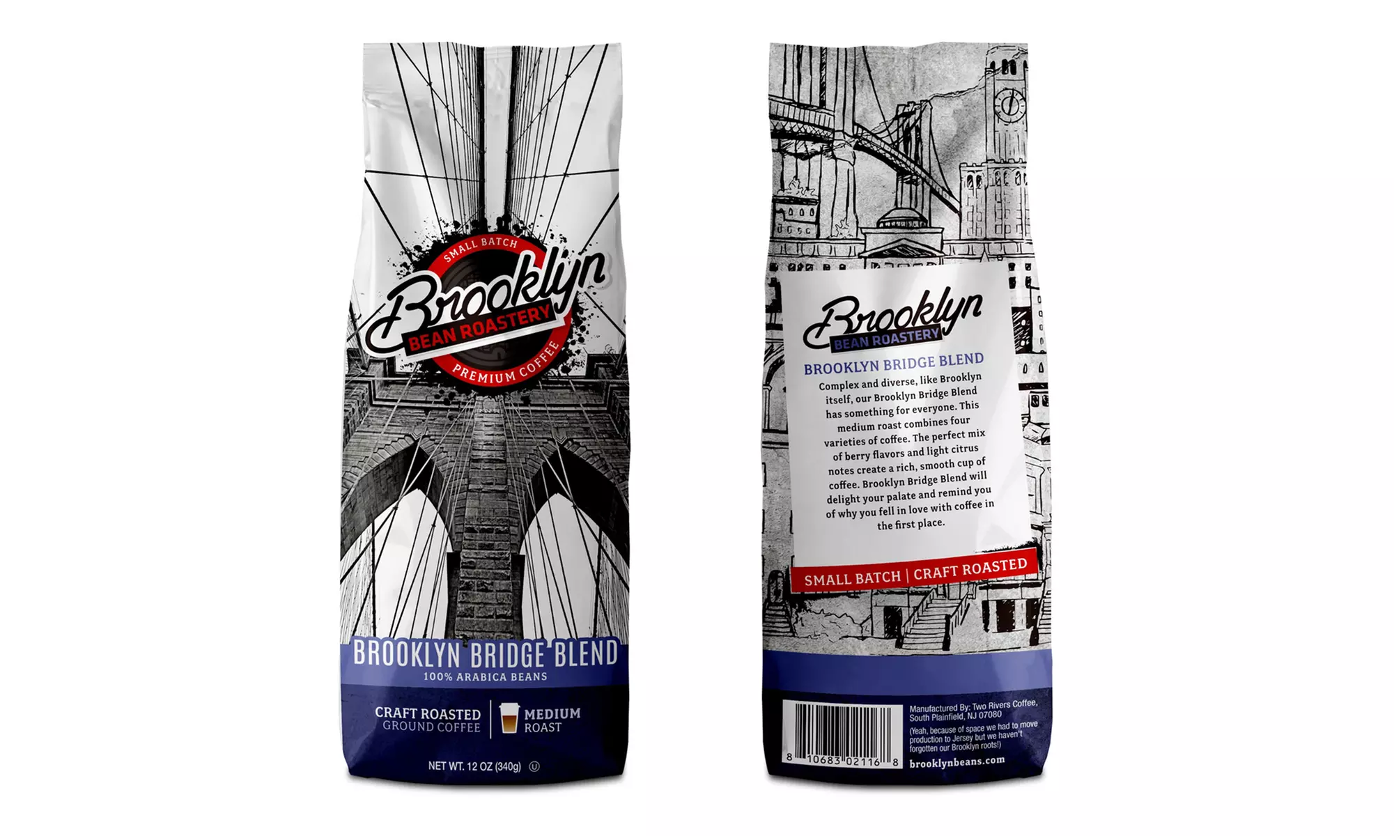 Brooklyn Bean Ground Coffee 12 Ounce Bags - 2 pk or 6 pk