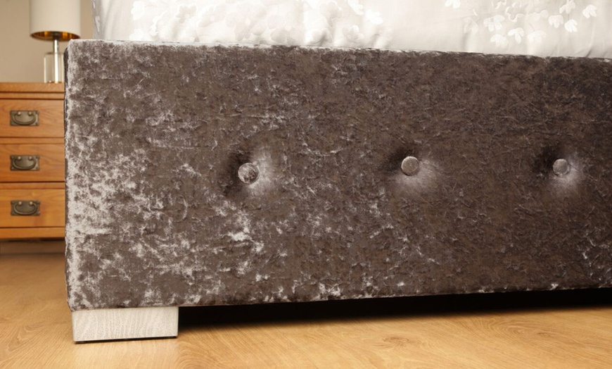 Image 3: Crushed Velvet Ottoman Bedframe with Optional Mattress