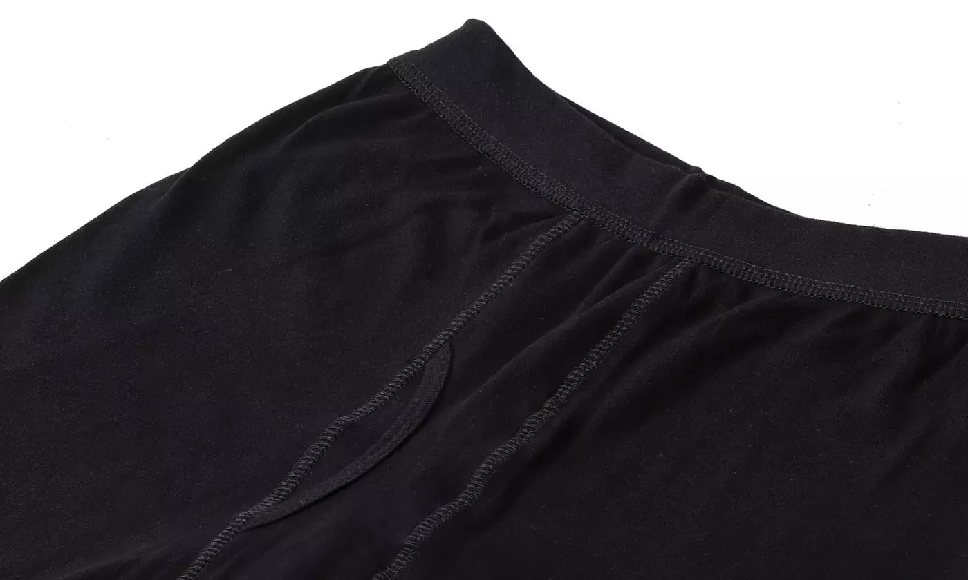 Men Winter Fleece Lined Elastic Thermal Black Long Legging Underwear Pants