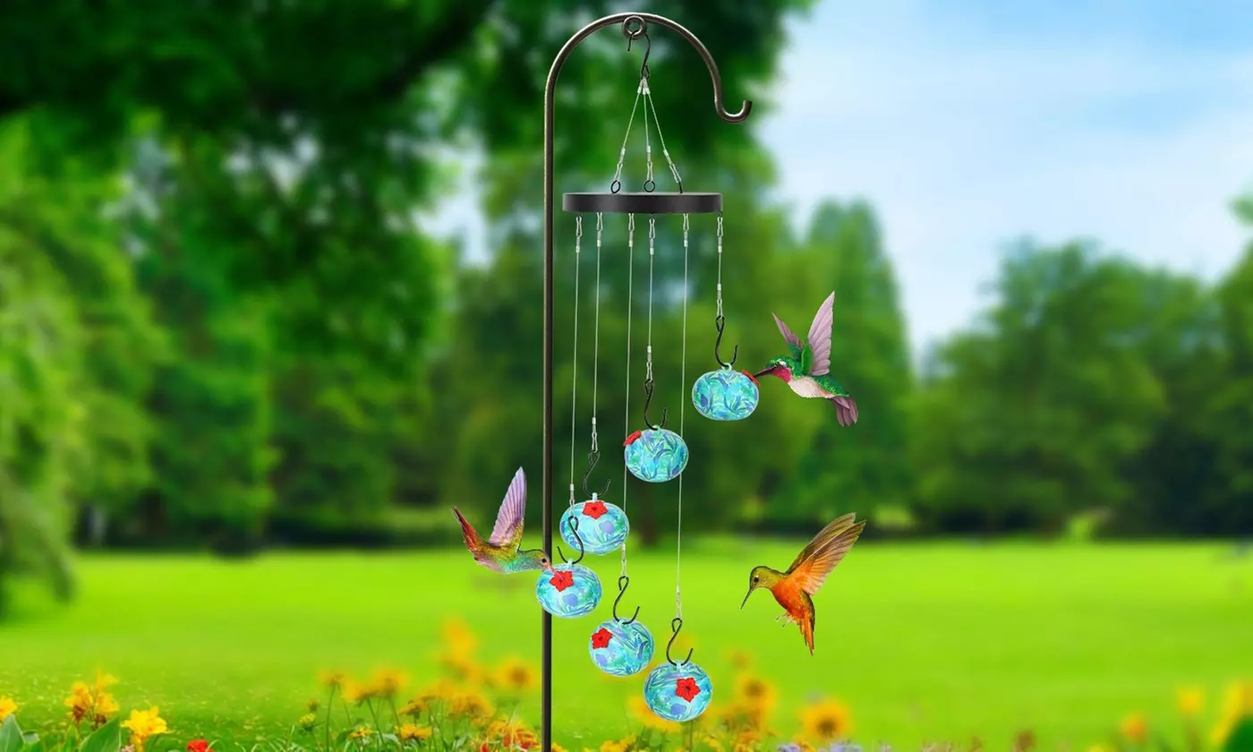 iMounTEK Charming Wind Chimes Outdoor Hanging Hummingbird Feeders