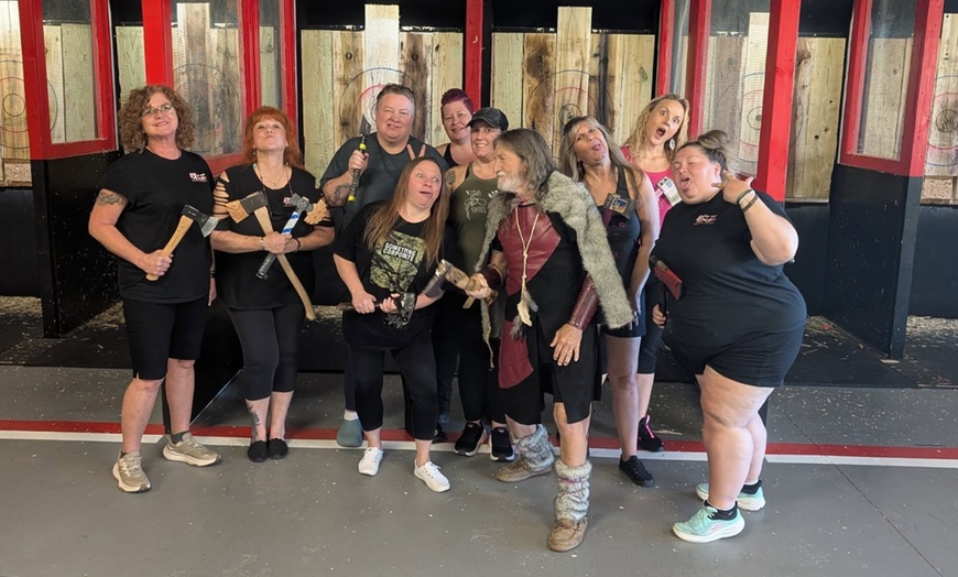 Image 3: In-House Axe-Throwing: 1 Hour (for 2 or 4) or 2.5 Hours (for 8 or 12)