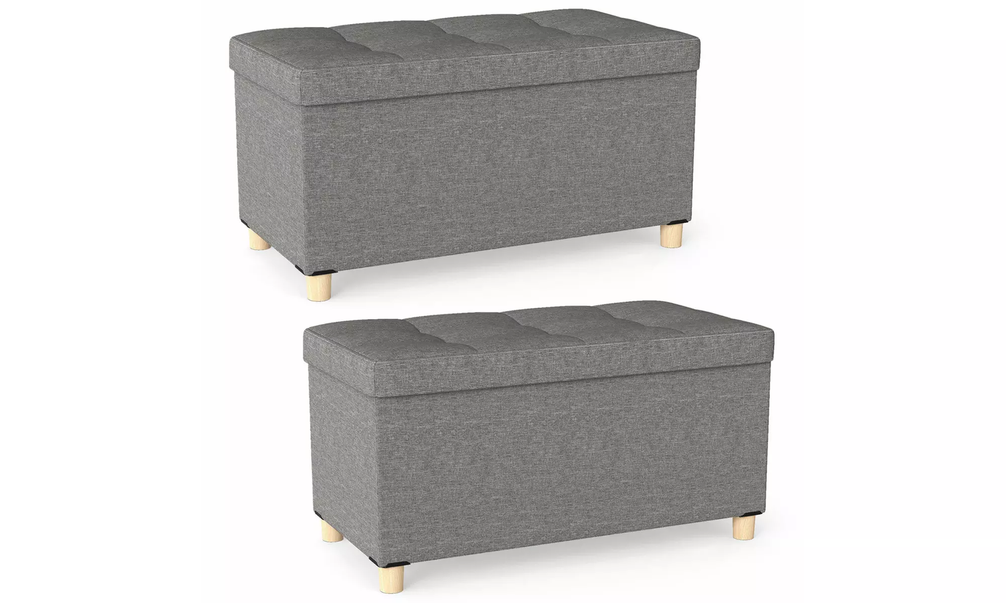 Costway 18 Inches Ottoman with Storage,Tray & Rubber Wood Legs for Small Space