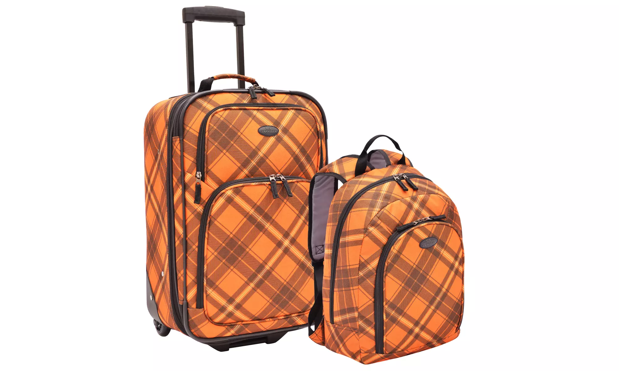 U.S. Traveler 2-Piece Plaid Rolling Carry-on and Backpack Set - Second Medium