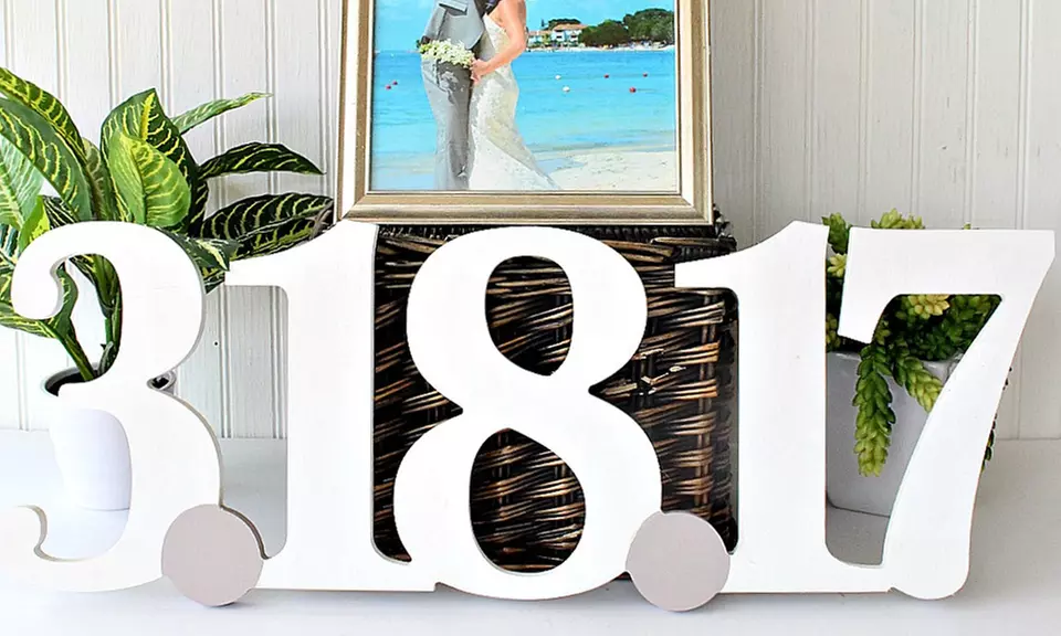 Unpainted or Painted Personalized Date Sign from Whimsy Timber (Up to 50% Off) - Primary Image