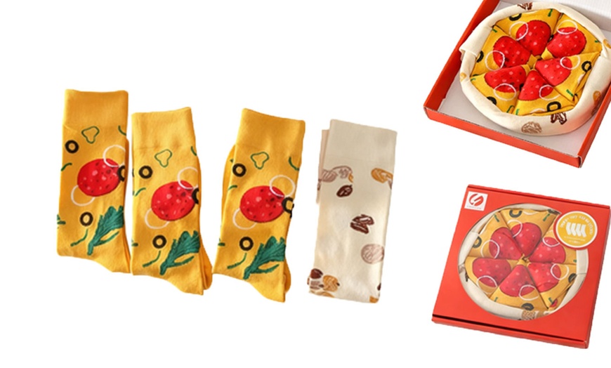Image 2: 4 paia di calzini a tema pizza