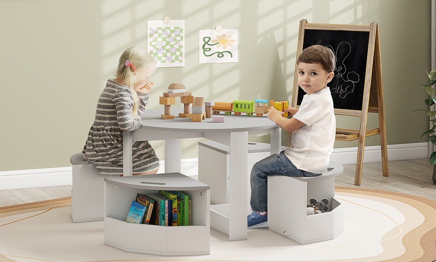 Image 1: AIYAPLAY 5-Piece Kids Table and Chairs Set