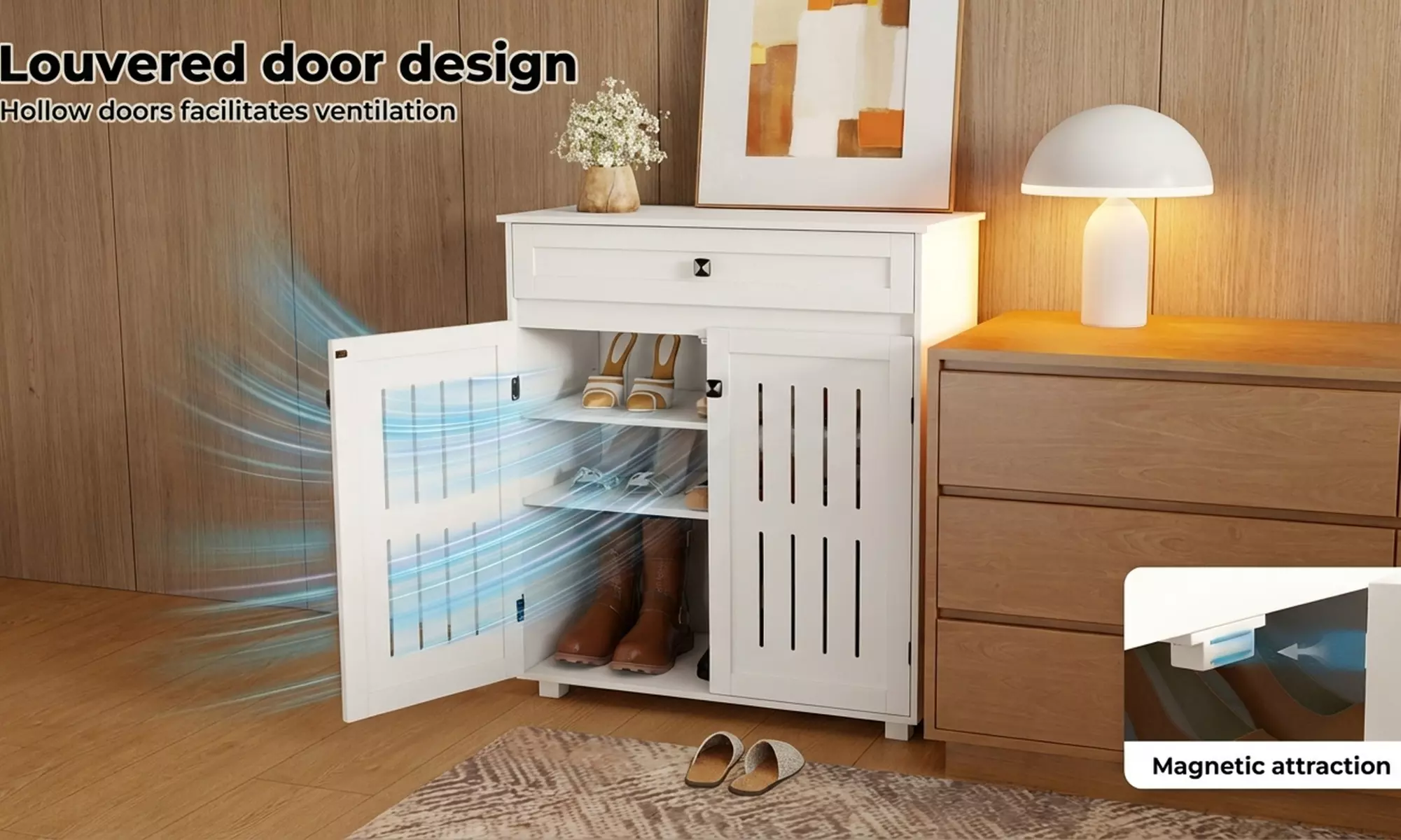 Levede Louvre Shoe Storage Cabinet