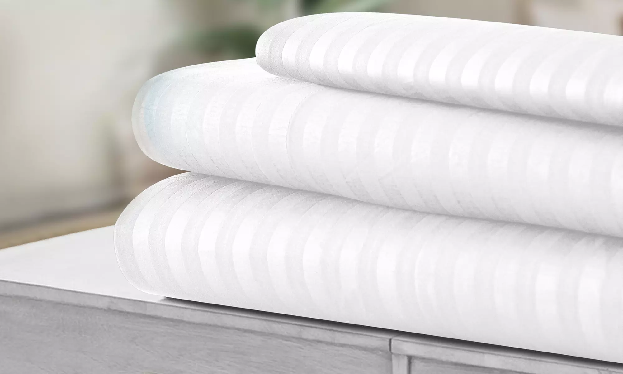 Lux Decor 4 Piece Stripe Bed Sheet Set Microfiber Deep Pocket Bedding Sheets