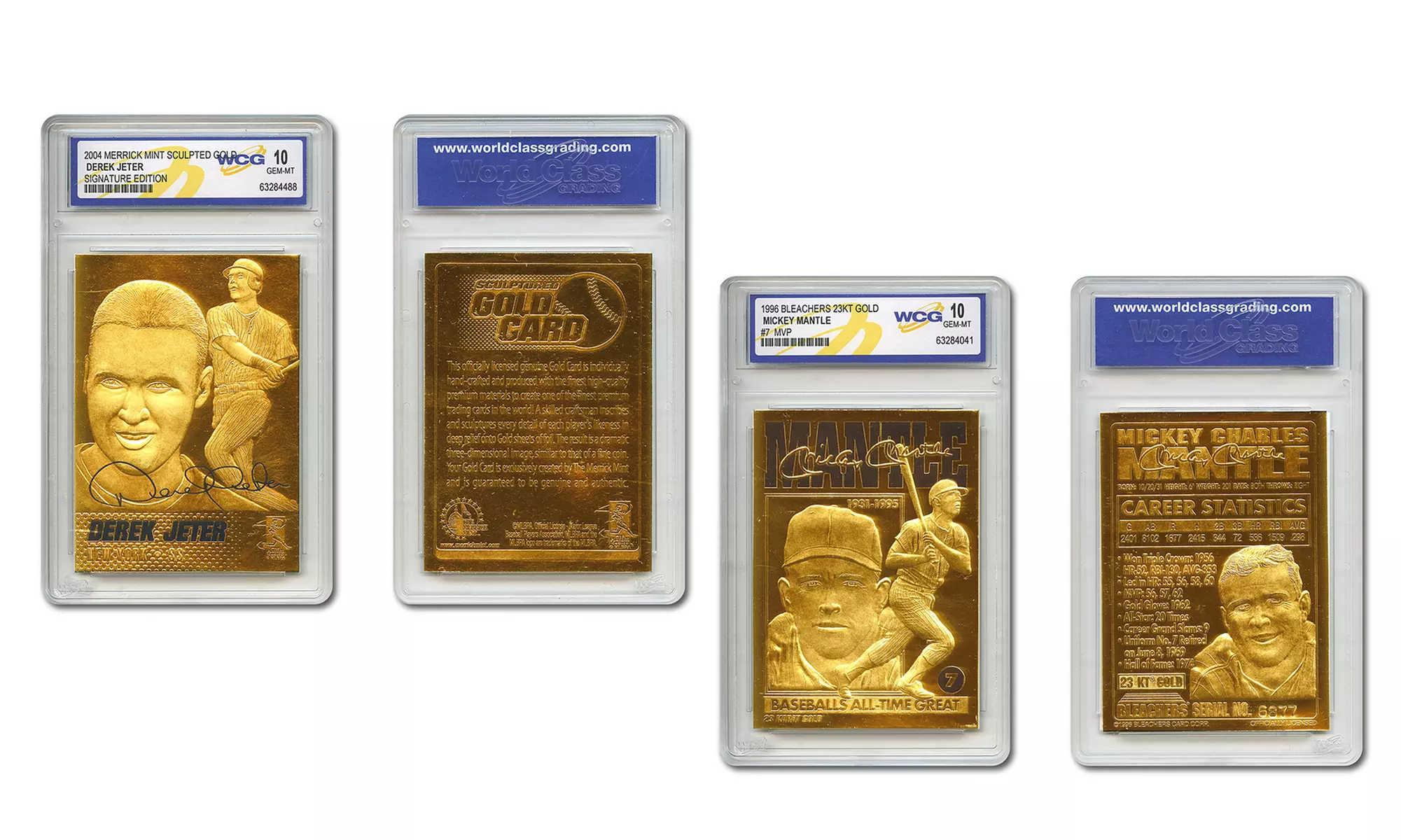 Derek Jeter/Mickey Mantle Gold Foil Baseball Cards - Graded 10 (2-Pack) - Primary Image