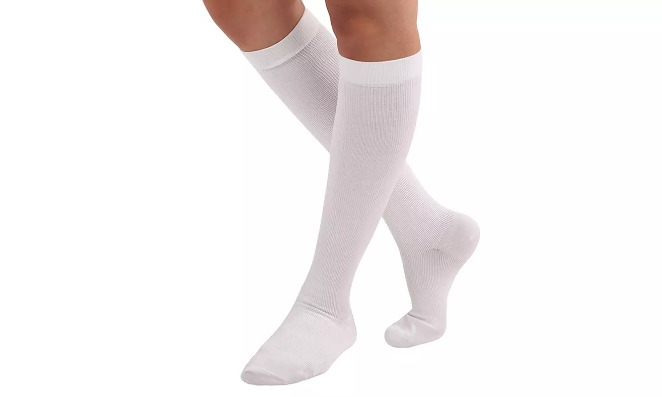 Solid Knee-High Compression Socks for Men & Women Graduated 15-20 mmHg (5-Pairs)