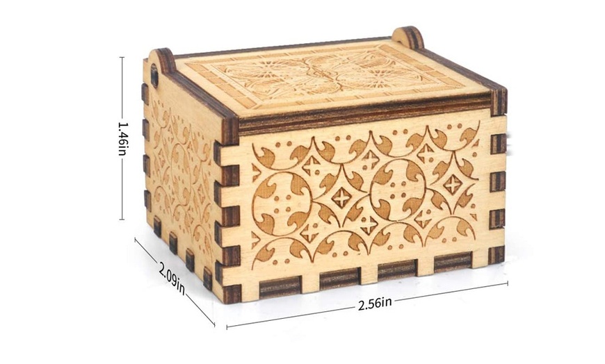 Image 10: Wooden Music Box Hand Crank Engraved Vintage Toy Kids Gift-You Are My Sunshine