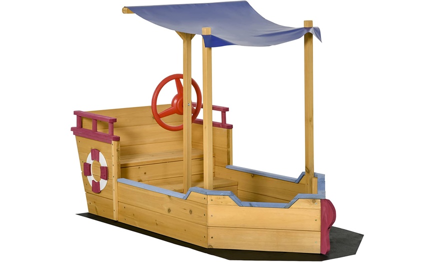 Image 2: Outsunny Kid's Wooden Sand Pit