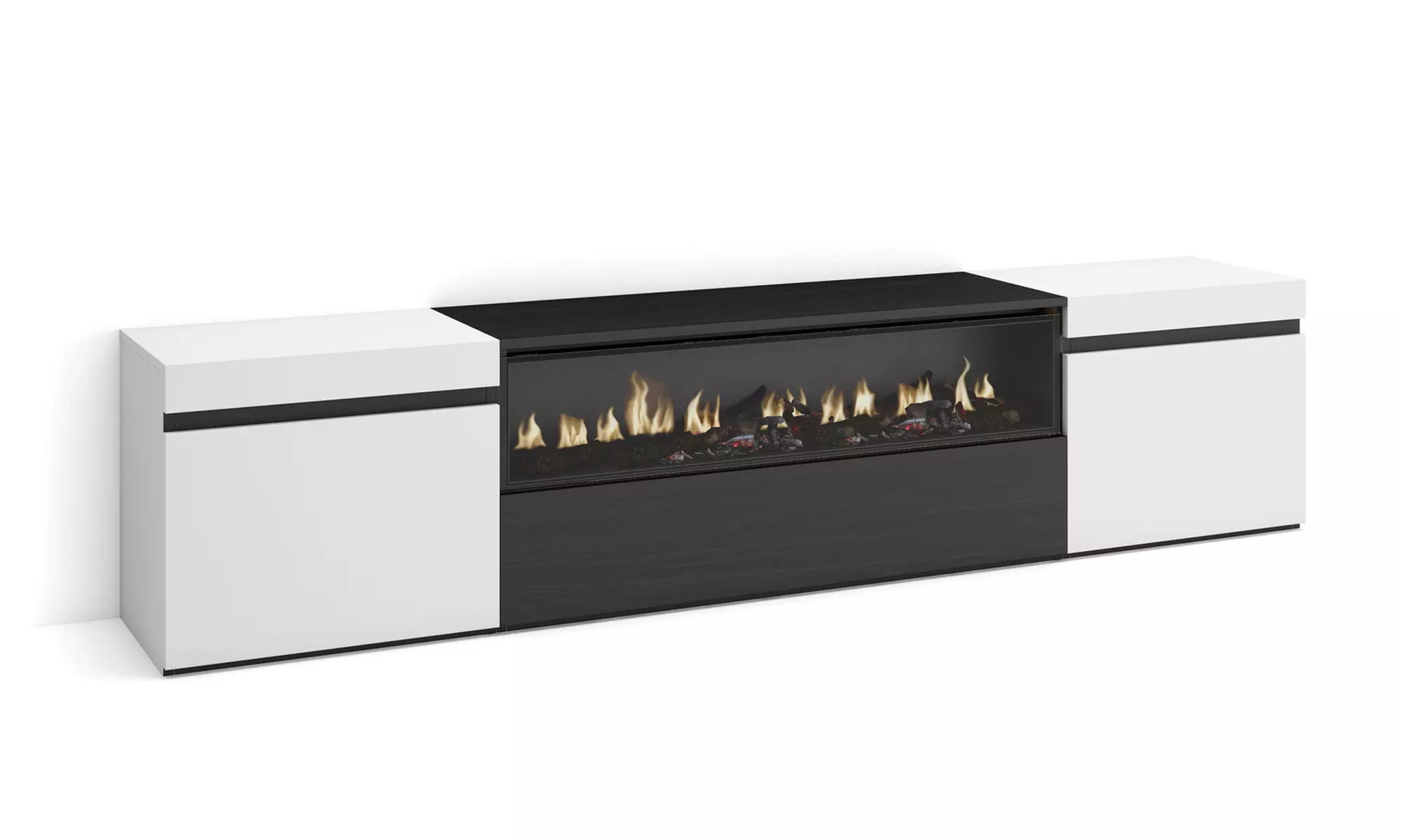 Mobile Porta TV Moderno (200cm) - Scegli tra Camino Elettrico 3D o Vano Extra