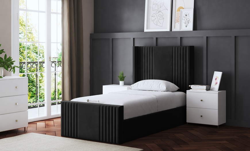 Image 8: DS Living Elara Winged Panel Bed With Ottoman Gas Lift