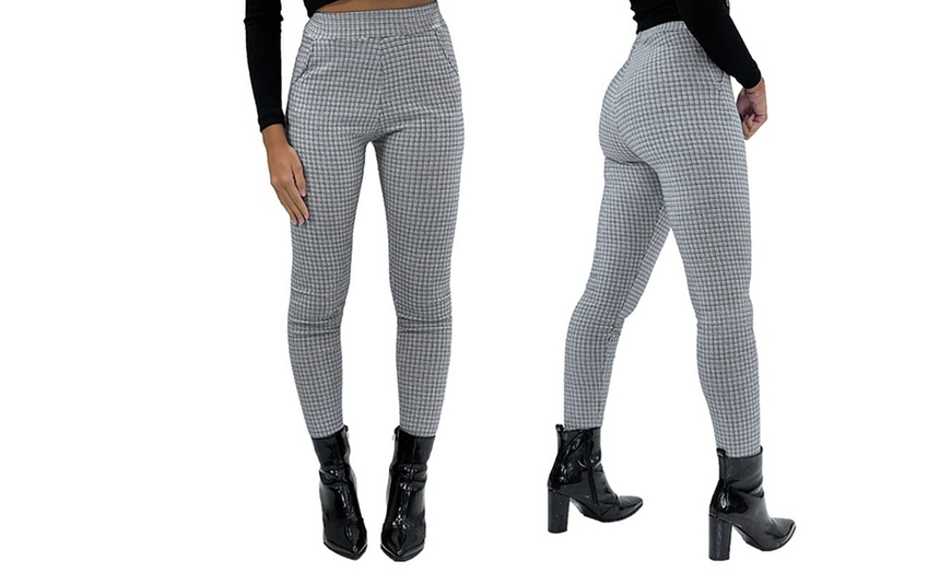 Image 4: Women's Smart Check Print Stretch Trousers