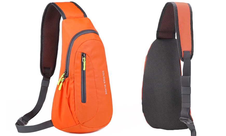 Image 14: Crossbody Zippered Sling Backpack 