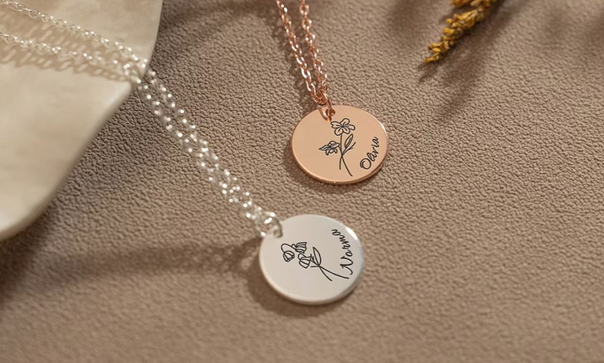 Image 2: Personalised Birth Flower Necklace