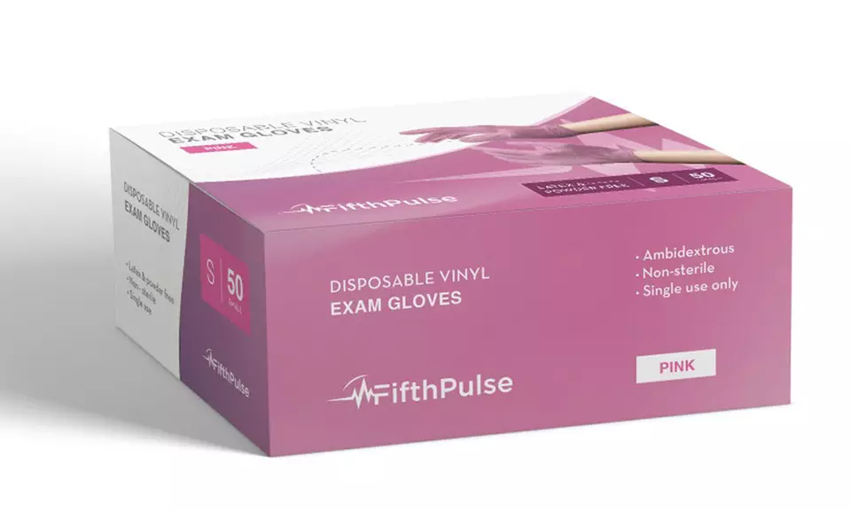 Fifth Pulse Vinyl Exam Latex Free & Powder Free Gloves - Box of 50 Gloves