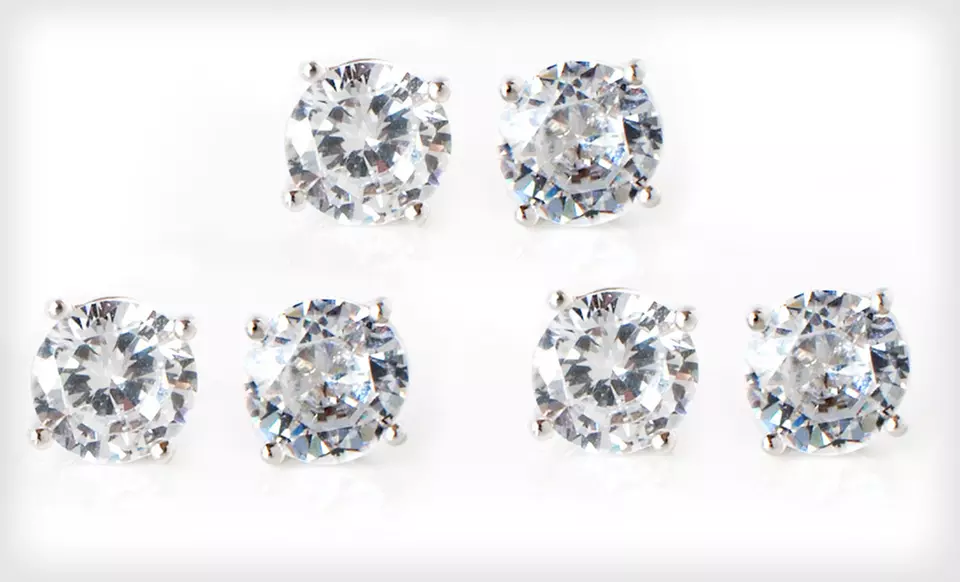 One or Three Pairs of 2-Carat Sterling-Silver CZ Stud Earrings (Up to 95% Off) - Primary Image