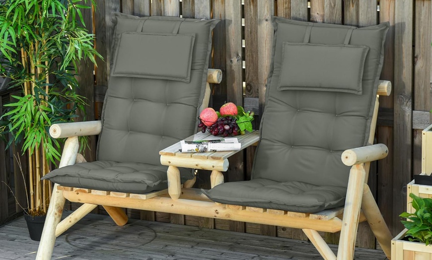Image 1: Outsunny Set of Two Chair Seat and Back Cushions