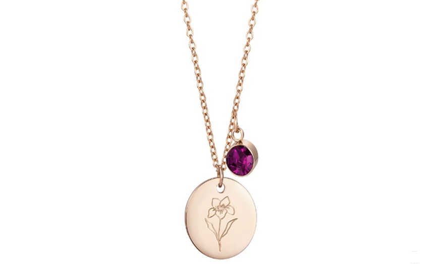 Image 3: Birth Month Flower Pendant Necklace