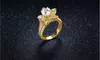 Micropave Flower Ring in 18k Yellow Gold