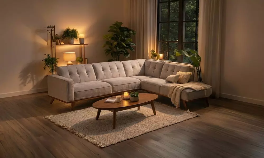 Canapé d'angle Kocoon en tissu avec méridienne angle gauche ou droit