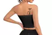 Women's Strapless Ribbed Tube Top - Backless Sleeveless Bandeau Crop Top: Black, Blue & White - Second Medium