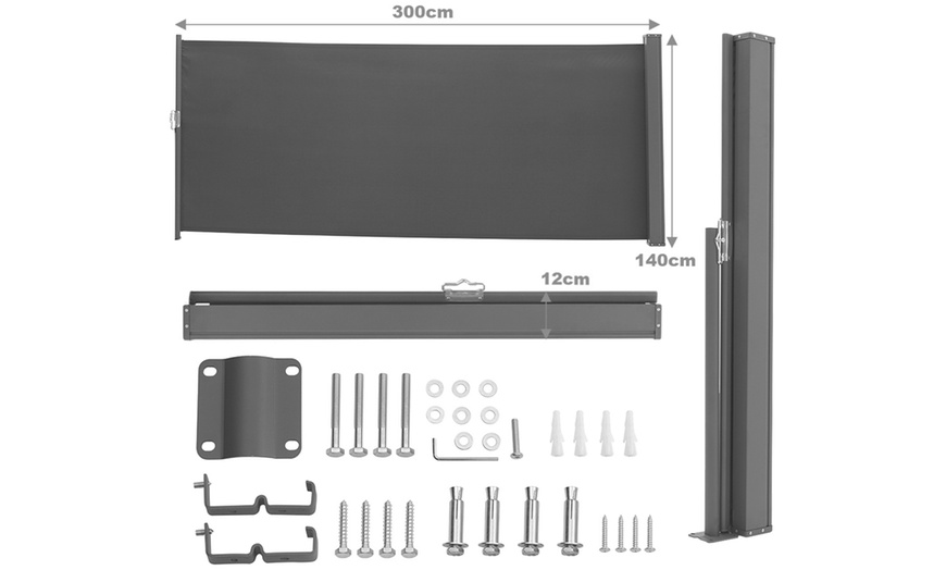 Image 12: Retractable Polyester One-Side Awning with Iron or Plastic Handle