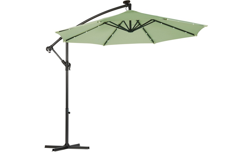 Image 7: Solar LED Cantilever Parasol with Cover and Optional Base