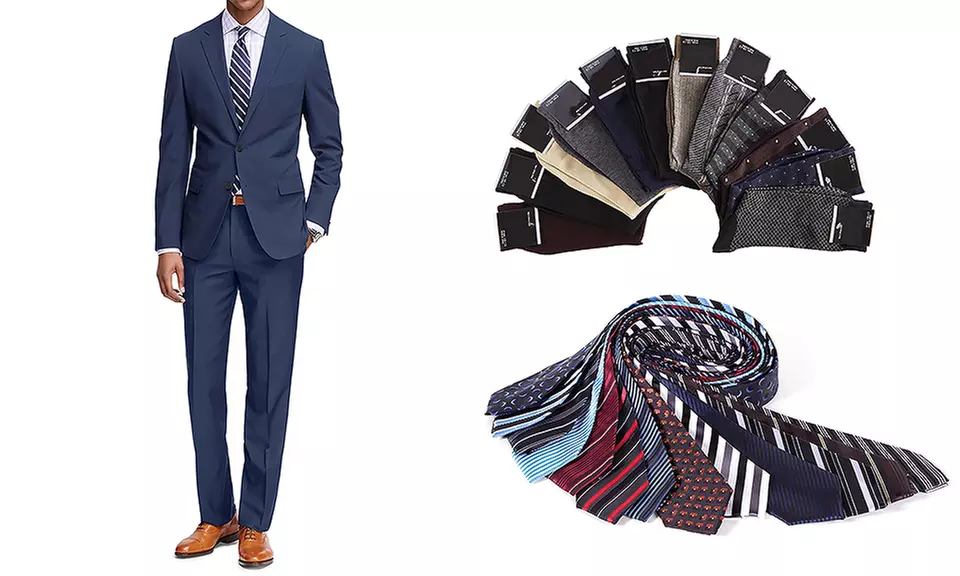Braveman Men's Suits with Free Tie & Dress Socks - Second Medium