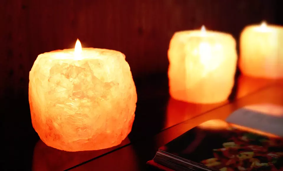 $11.99 for a Three-Piece Himalayan Ionic Natural Candleholder Set ($38.97 List Price). Free Returns. - Primary Image