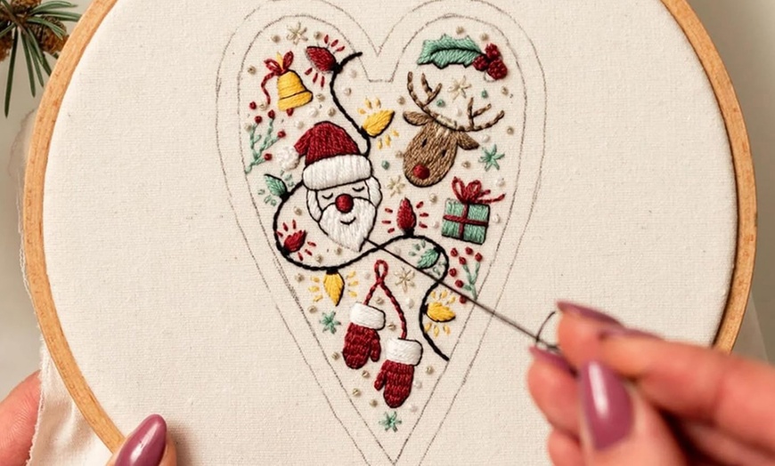 Image 3: DIY Embroidery Kit for Eight Christmas-Themed Tree Ornaments