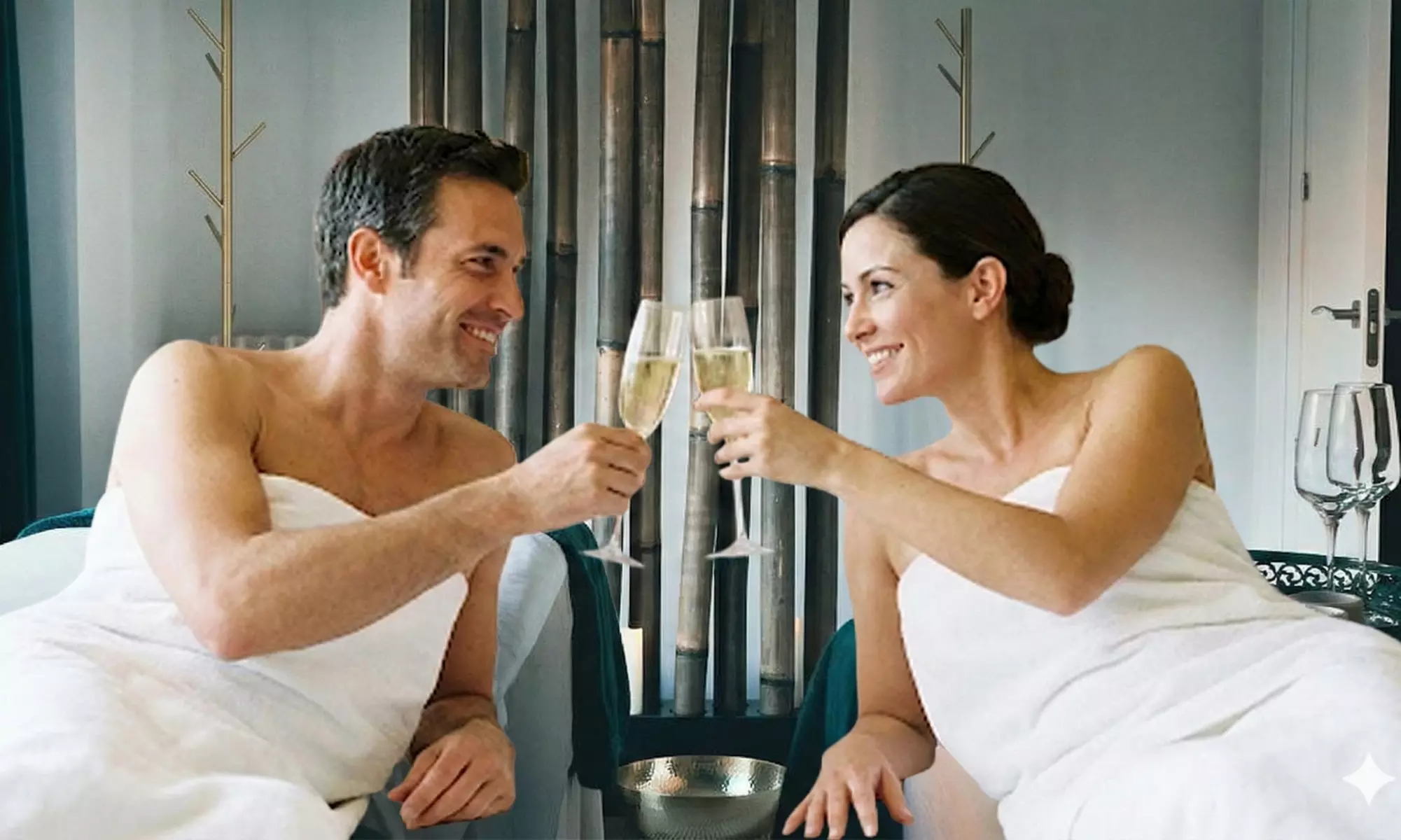 Ritual en pareja Mandala con aceites esenciales, aromas y copa de cava