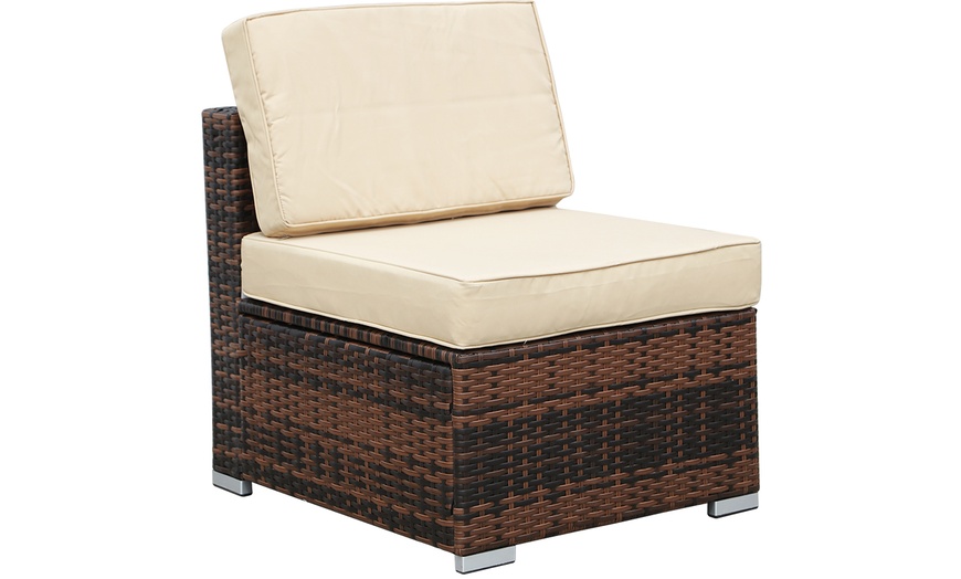 Image 3: Six-Seat Rattan-Effect Sofa with Table and Optional Cover