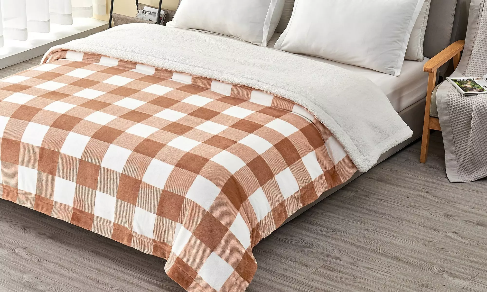 Cozy Plush Velvet & Sherpa Reversible Throw Blanket