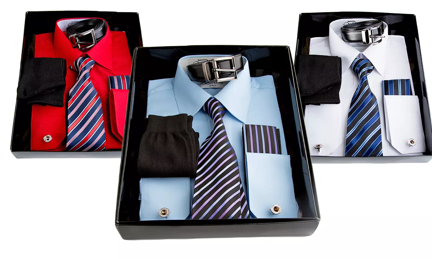 Berlioni Men's Dress Shirt & Accessories Set (6-Piece) - Primary Image