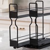 Image 3: Two-Tier Slide-Out Metal Spice Rack for Cabinet Organisation
