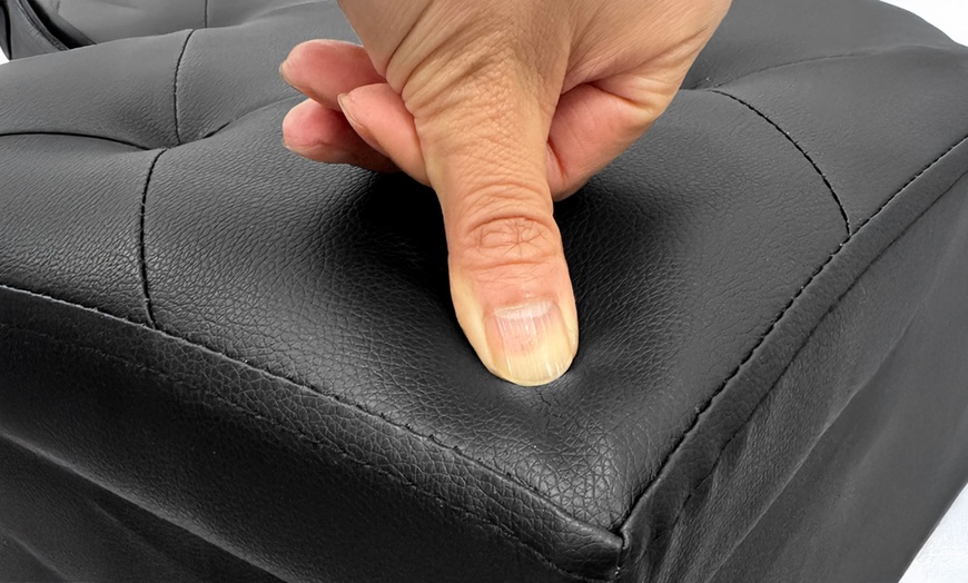 Image 22: Vierkante kunstleren poef met opbergruimte