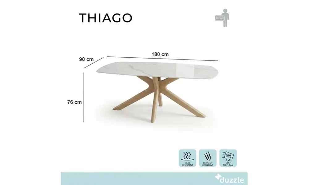 Tavolo fisso Thiago con top in ceramica