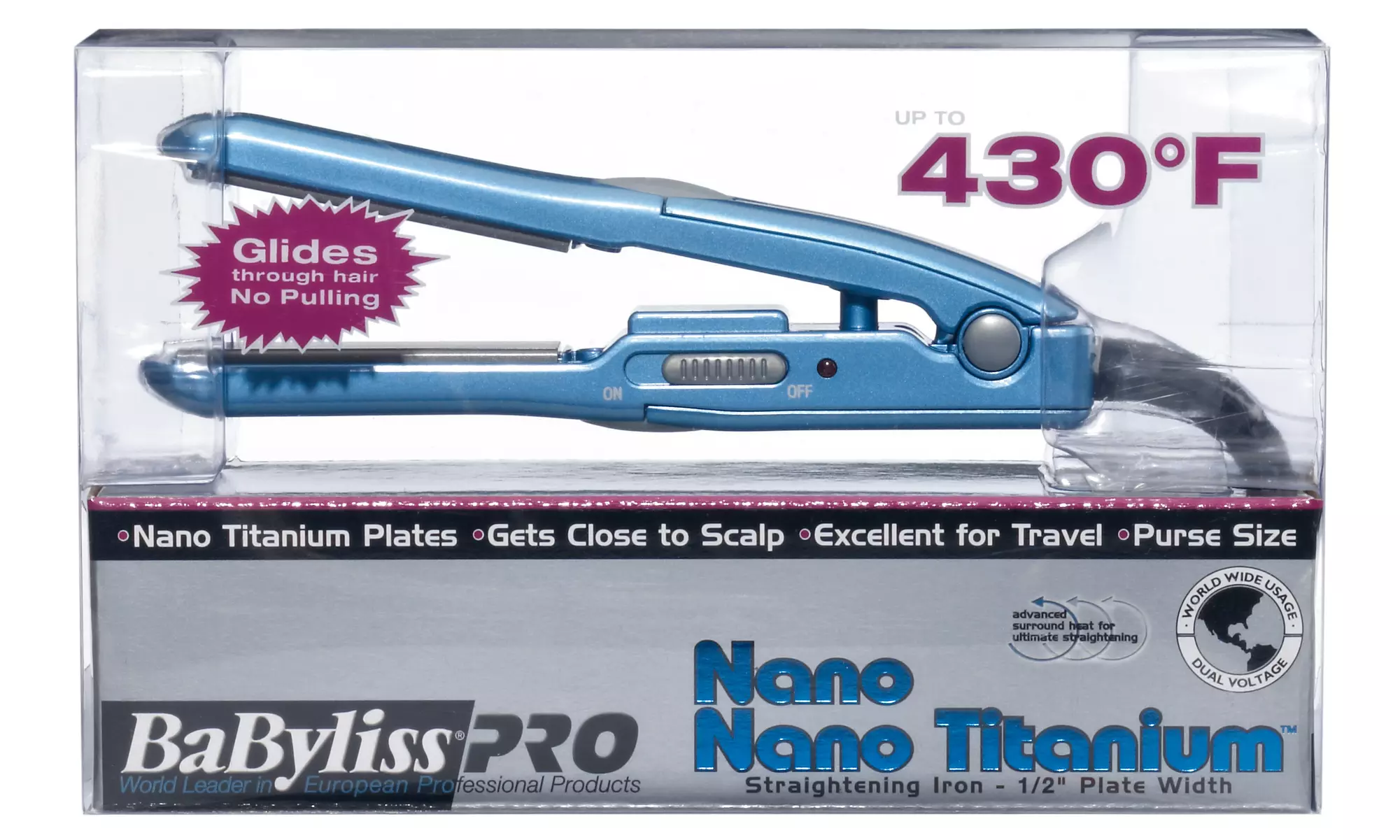 BaByliss Pro Nano Titanium 0.5" Mini Straightener - Primary Image