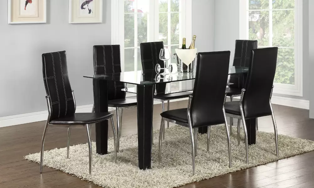 Glass Dining Table and Chairs Set for £209.99 With Free Delivery (74% Off) - Primary Image