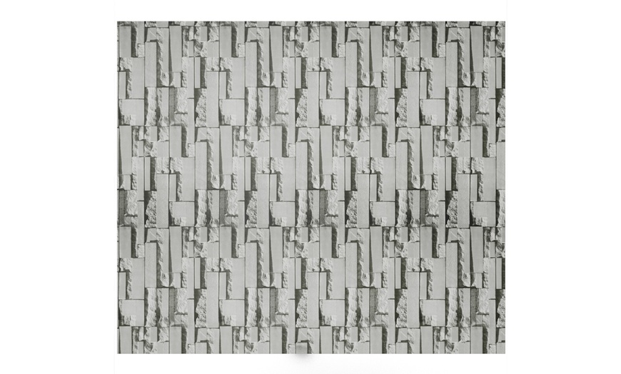 Image 3: Dark Grey Stacked Brick Wallpaper, Retro Design and Easy Installation