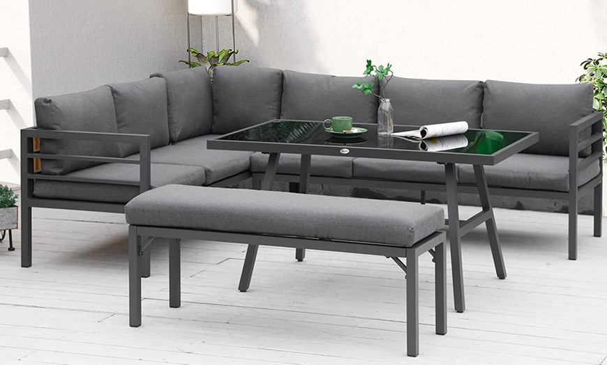 Image 1: Outsunny Eight seater L-shaped Garden Furniture Set